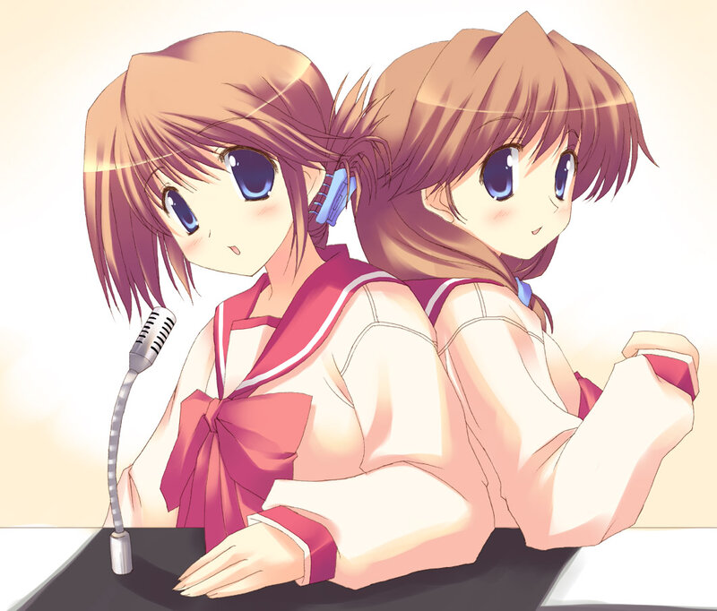 Two Anime Girls at Desk — Pink