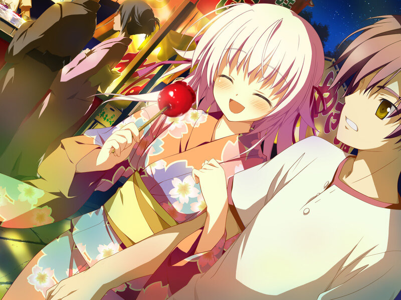 Two Anime Girls at Festival — Pink