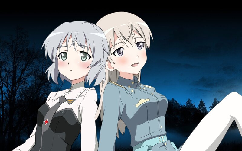 Two anime girls at night