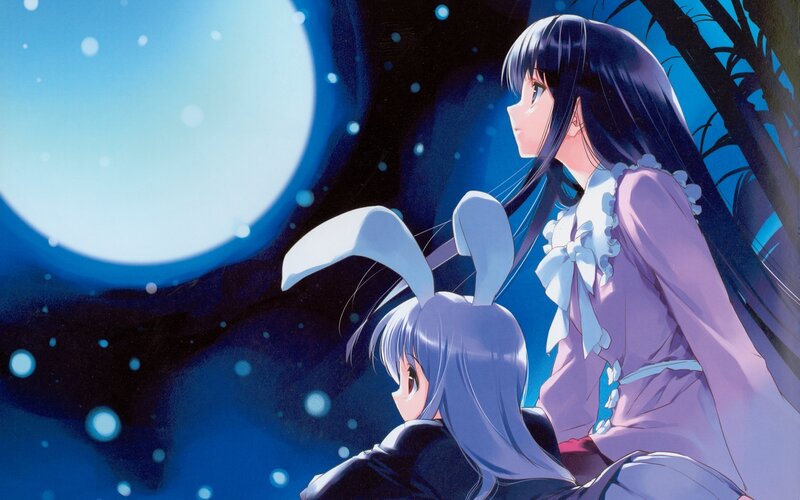 Two Anime Girls at Night — Blue