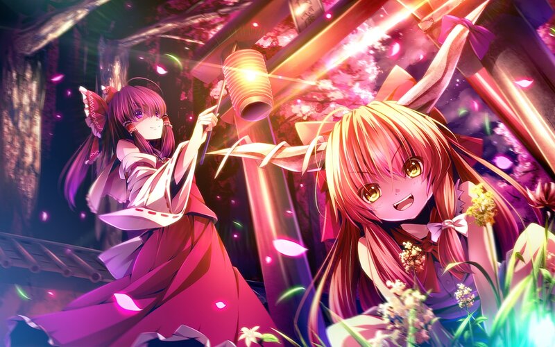 Two Anime Girls at Night — Pink