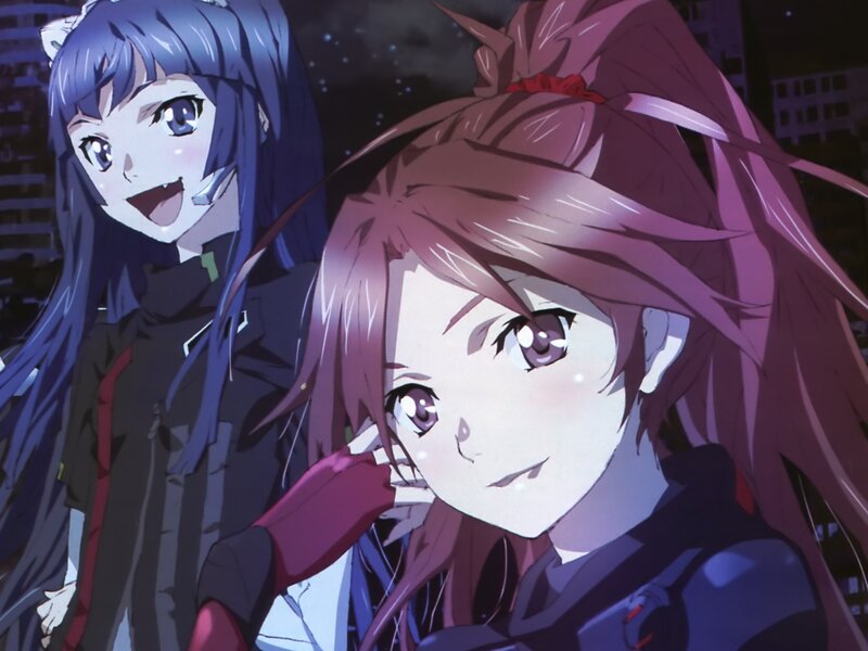 Two Anime Girls at Night — Purple, Dramatic
