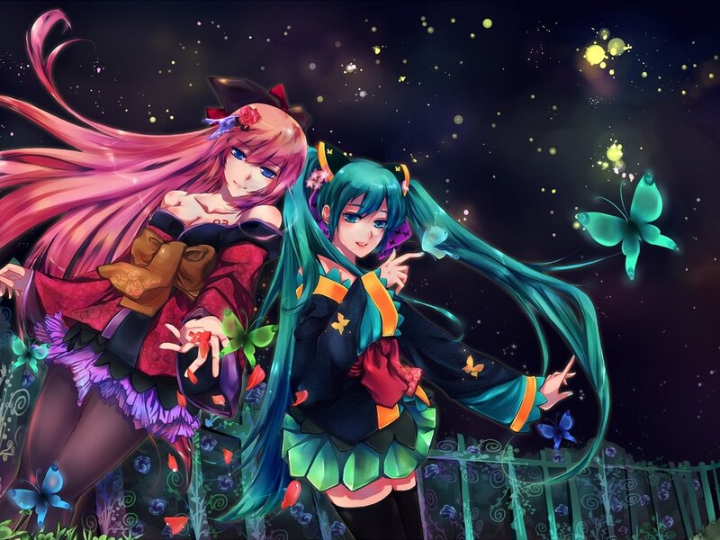 Two Anime Girls at Night — Teal