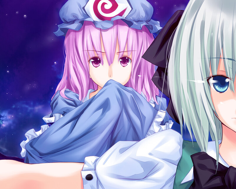 two anime girls at night