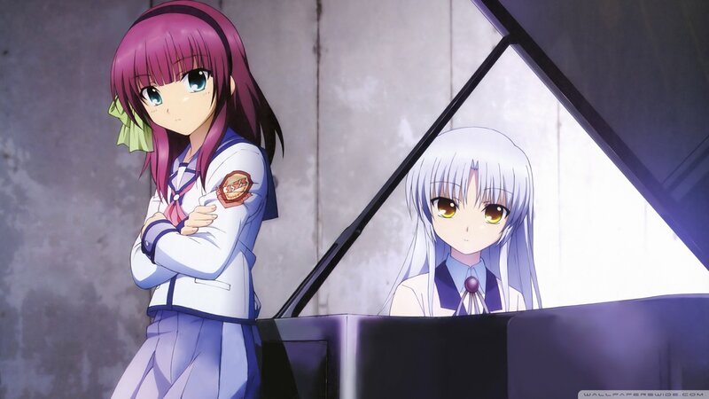 Two Anime Girls at Piano — Purple, Dramatic