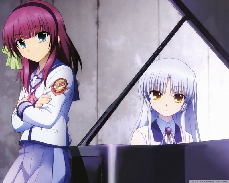 Two Anime Girls at Piano — Purple