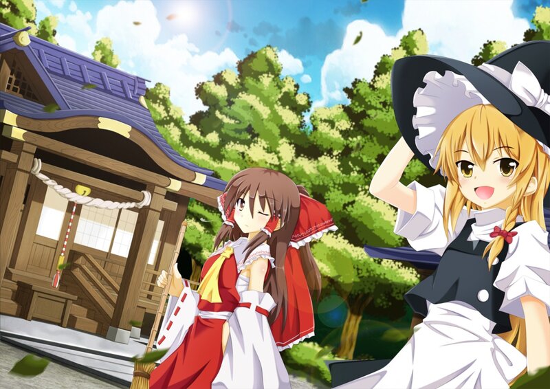 Two Anime Girls at Shrine
