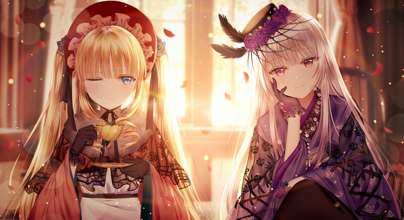 Two Anime Girls at Tea — Gold