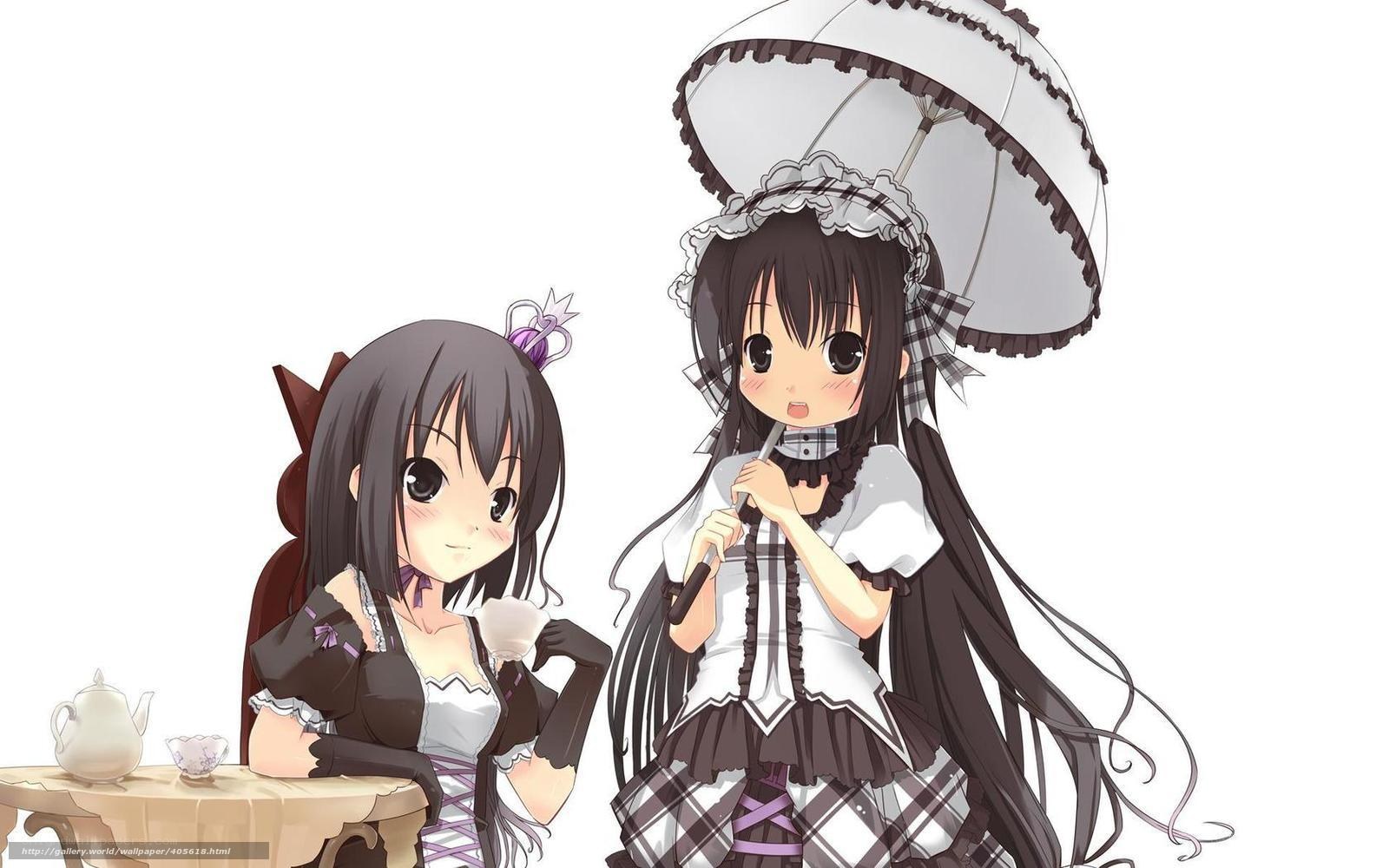 Two anime girls at tea party