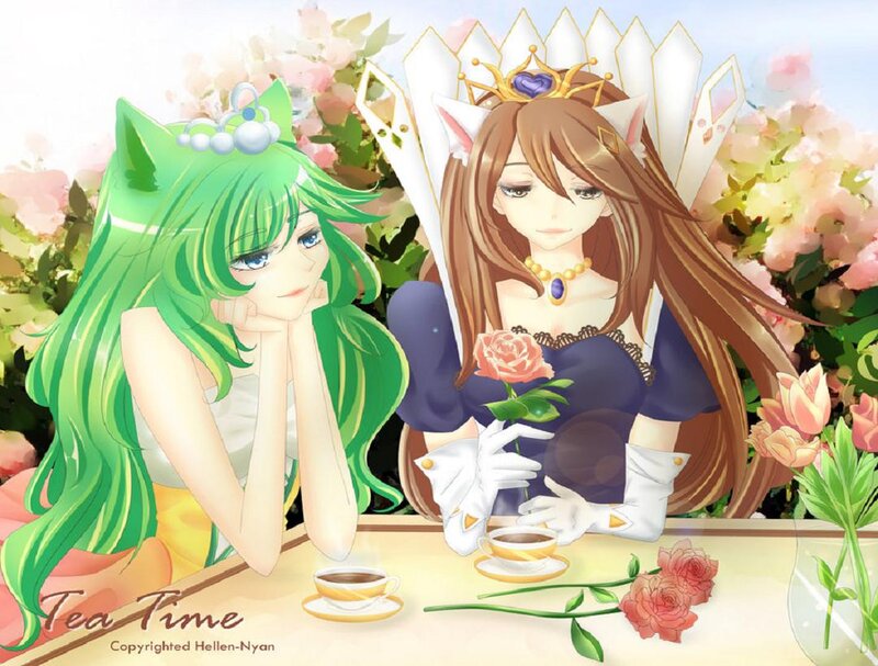Two Anime Girls at Tea