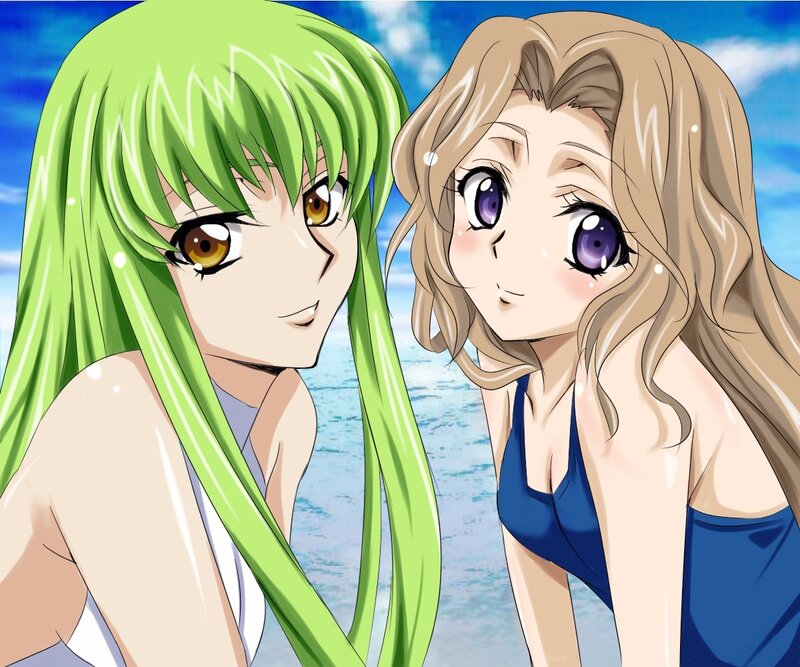 two anime girls at the beach
