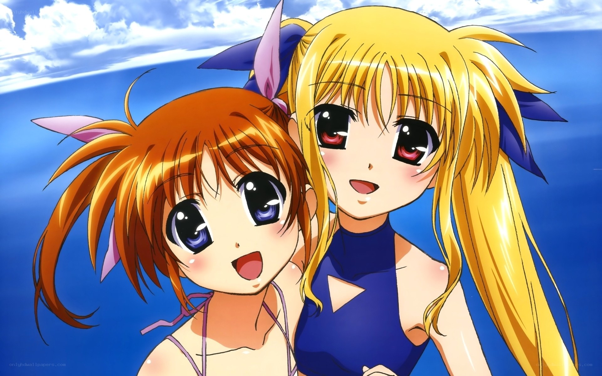 two anime girls at the beach