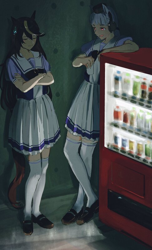 Two Anime Girls at Vending Machine