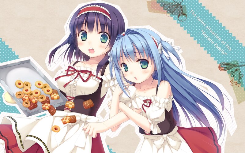 Two Anime Girls Baking — Blue