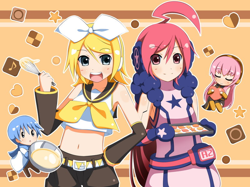 Two Anime Girls Baking — Pink, Cheerful