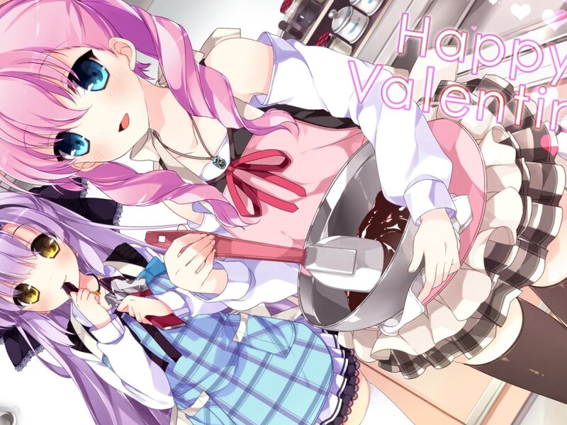 Two Anime Girls Baking — Pink