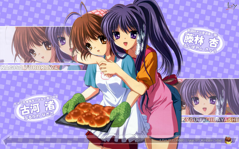 Two Anime Girls Baking — Purple