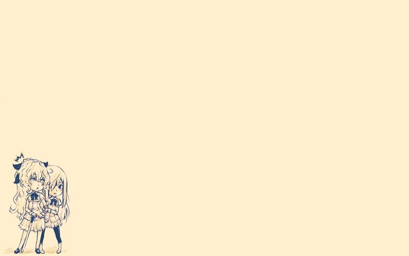 Two Anime Girls — Beige, Calm, Sketch