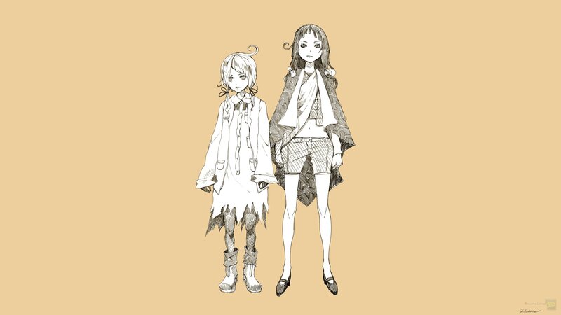 Two Anime Girls — Beige, Neutral