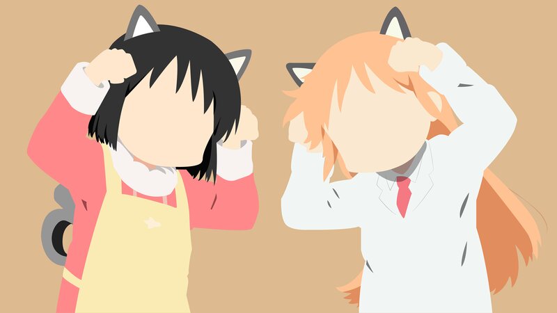 Two Anime Girls — Beige, Playful
