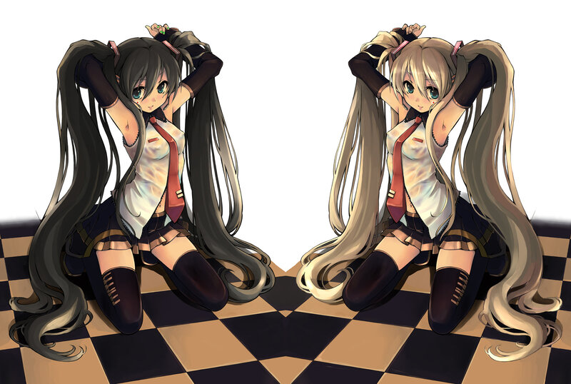 Two Anime Girls — Black, Calm, Long Hair, School Uniform