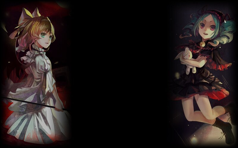 Two Anime Girls — Black, Dark