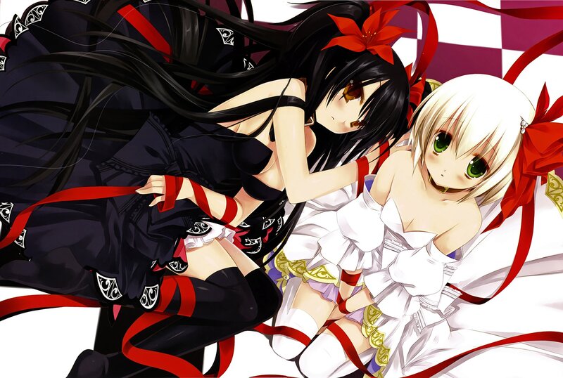 Two Anime Girls — Black, Dramatic, Black Hair