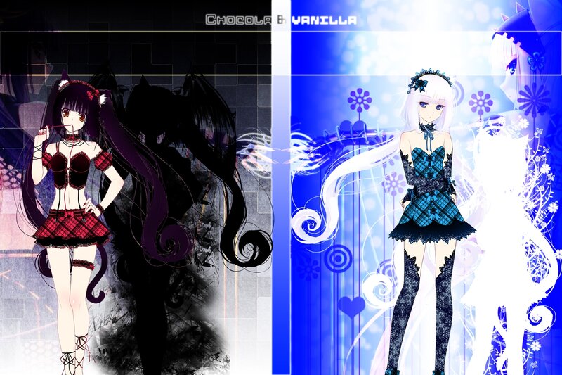 Two Anime Girls — Black, Dramatic, Cat Ears