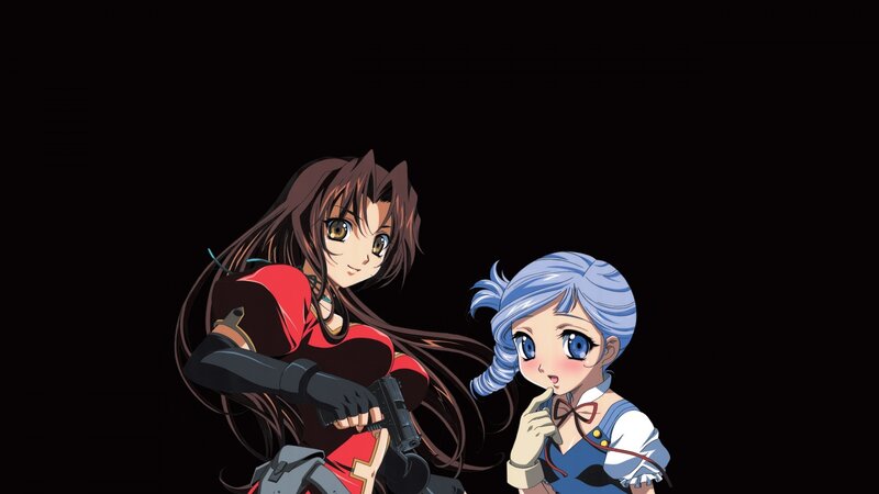 Two Anime Girls — Black, Dramatic, Gun