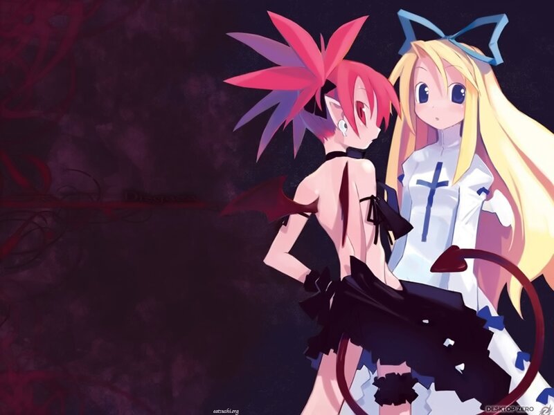 Two Anime Girls — Black, Dramatic, Night, Red Hair