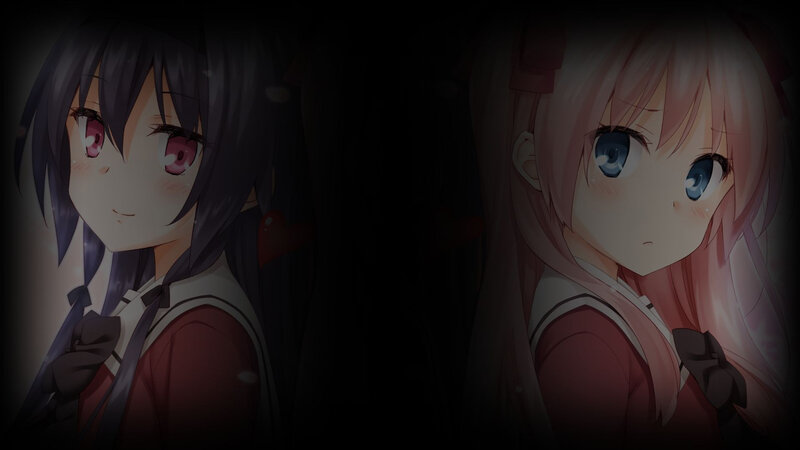 Two Anime Girls — Black, Dramatic, Night, School Uniform
