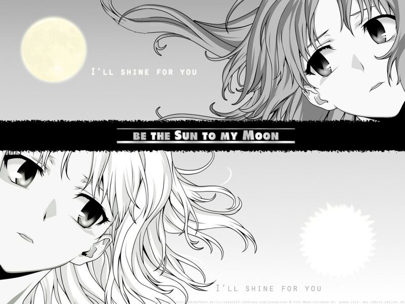 Two Anime Girls — Black, Dramatic, Night