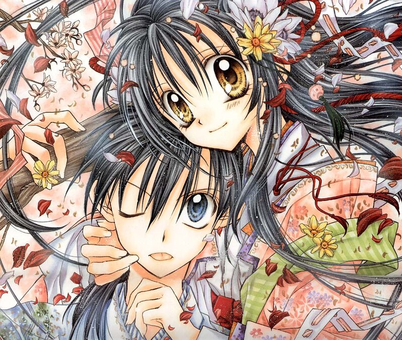 Two Anime Girls — Black, Dreamy, Spring