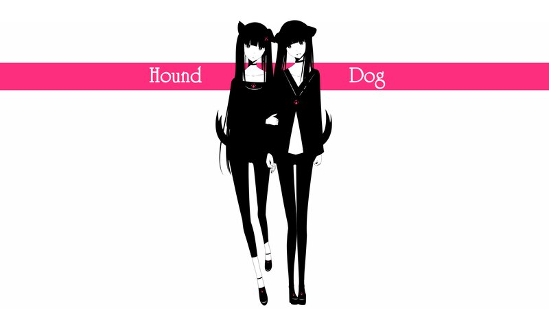 Two Anime Girls — Black, Minimalist