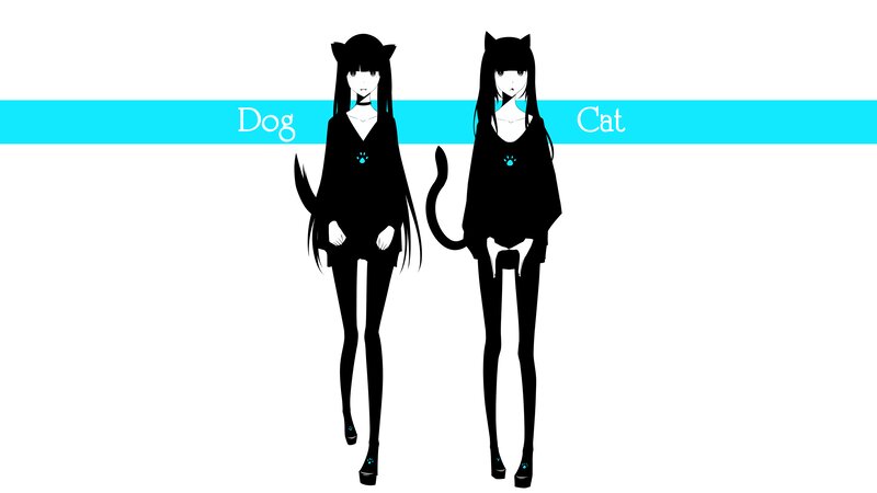 Two Anime Girls — Black, Neutral, Cat Ears