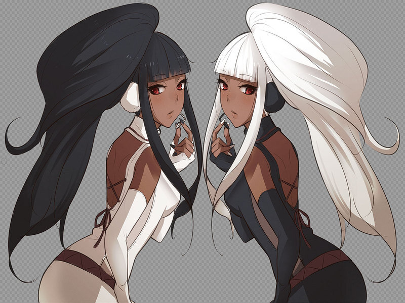 Two Anime Girls — Black, Neutral