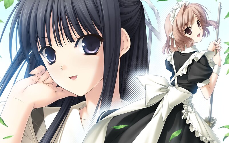 Two Anime Girls — Black, Playful, Spring