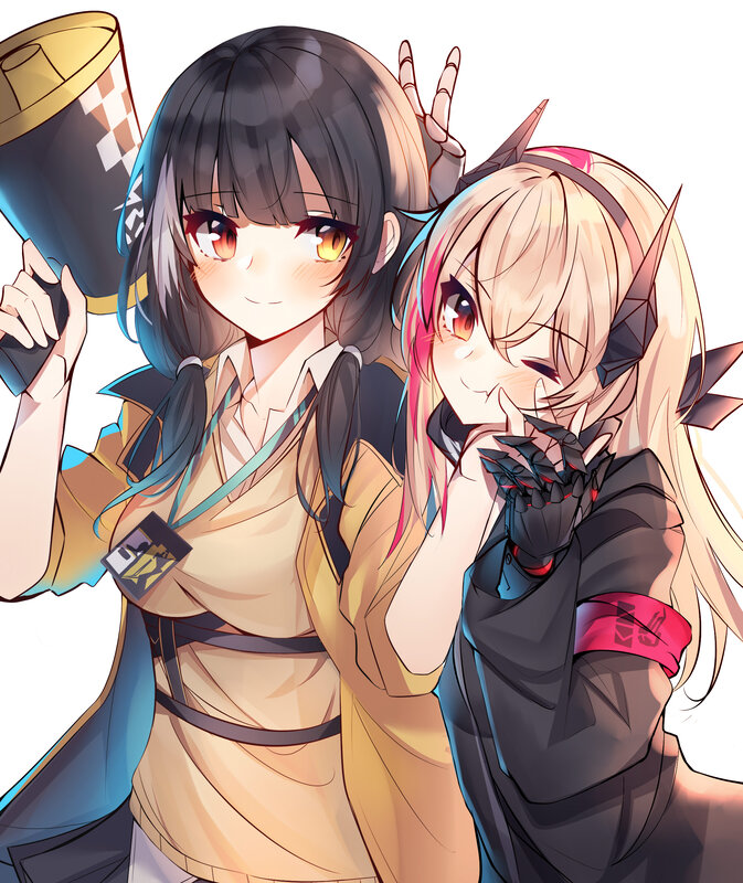 Two Anime Girls — Black, Playful, Weapons