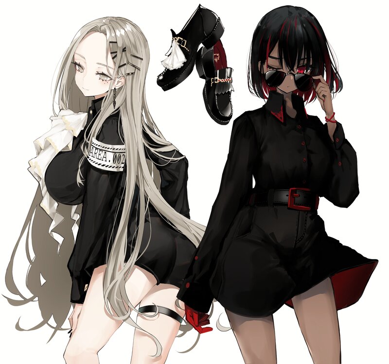 Two Anime Girls — Black, Stylish
