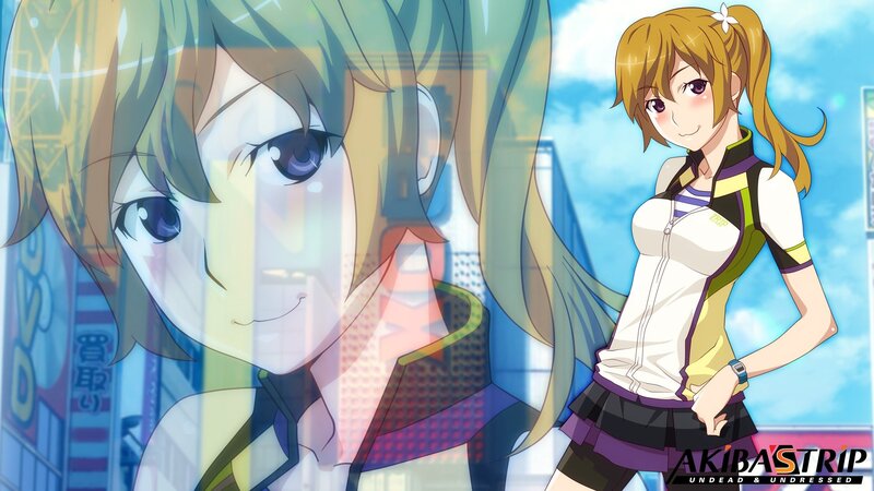 Two Anime Girls — Blue, Bright, Afternoon, Cityscape