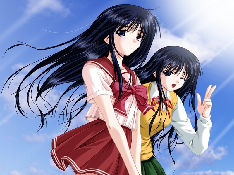 Two Anime Girls — Blue, Bright, Cheerful