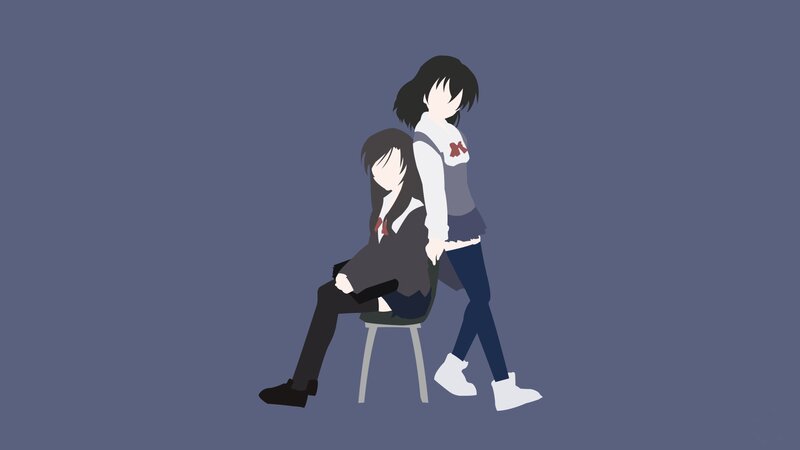 Two Anime Girls — Blue, Calm, Chair