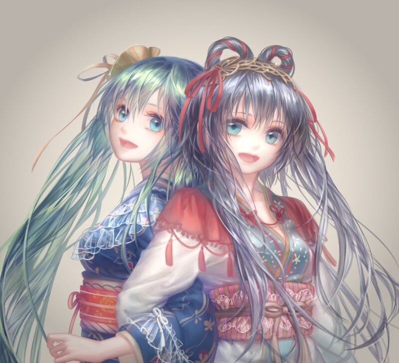 Two Anime Girls — Blue, Calm, Digital Art