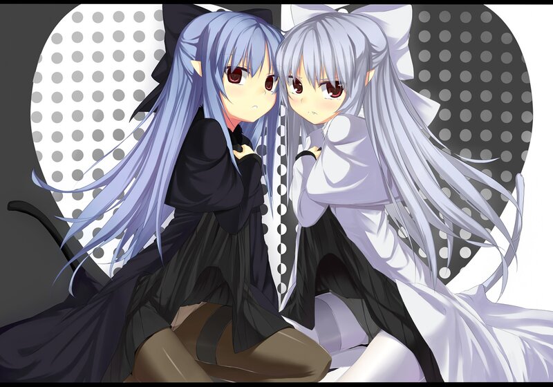 Two Anime Girls — Blue, Calm, Long Hair, Cat Ears