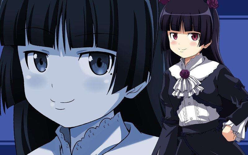 Two Anime Girls — Blue, Calm, Roses