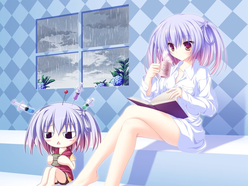 Two Anime Girls — Blue, Calm, Syringes