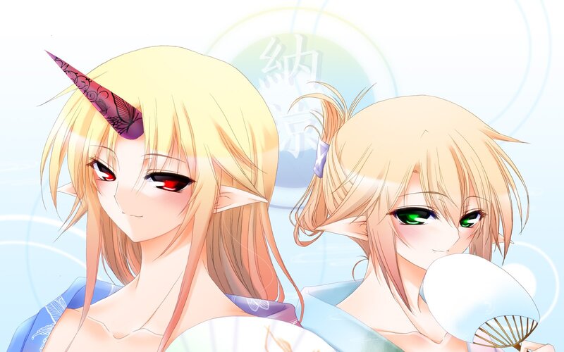 Two Anime Girls — Blue, Calm, Unicorn Horn