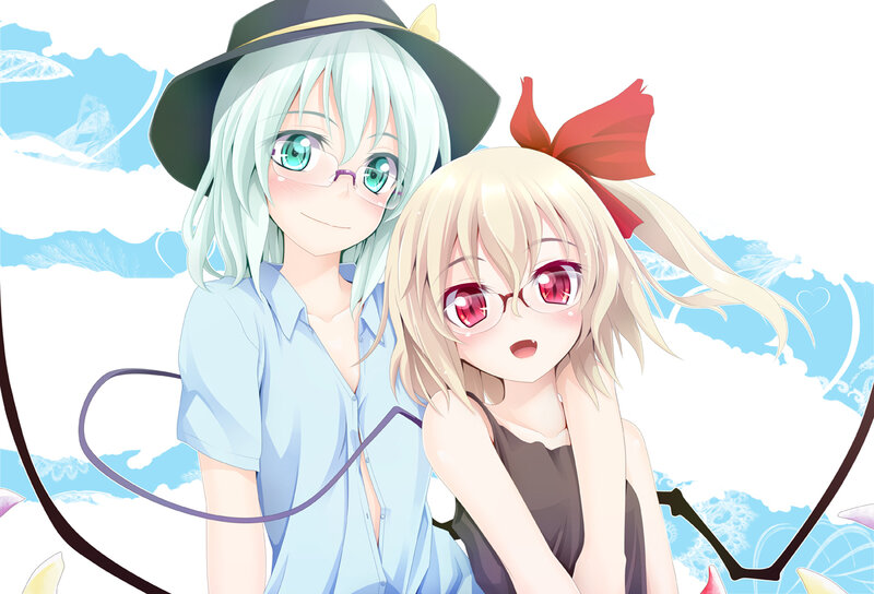 Two Anime Girls — Blue, Cheerful, Afternoon