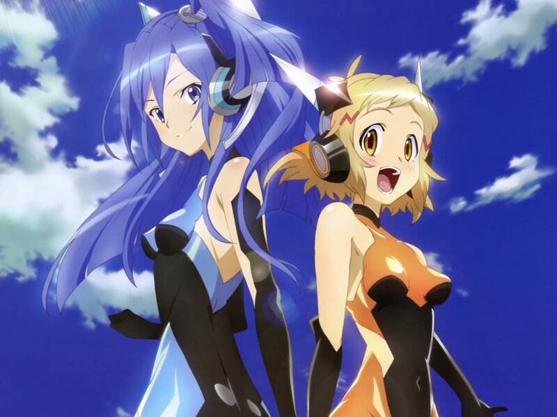Two Anime Girls — Blue, Dramatic, Afternoon