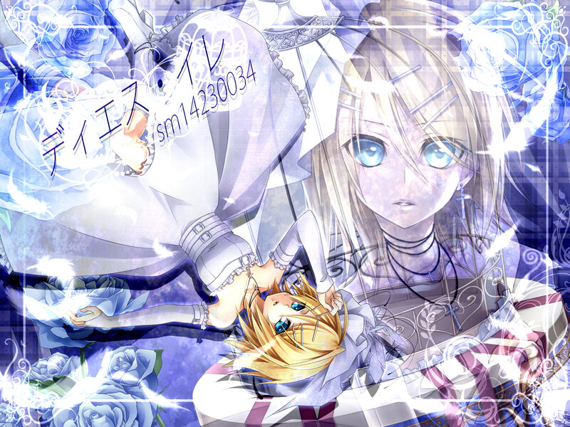Two Anime Girls — Blue, Dramatic, Blue Roses